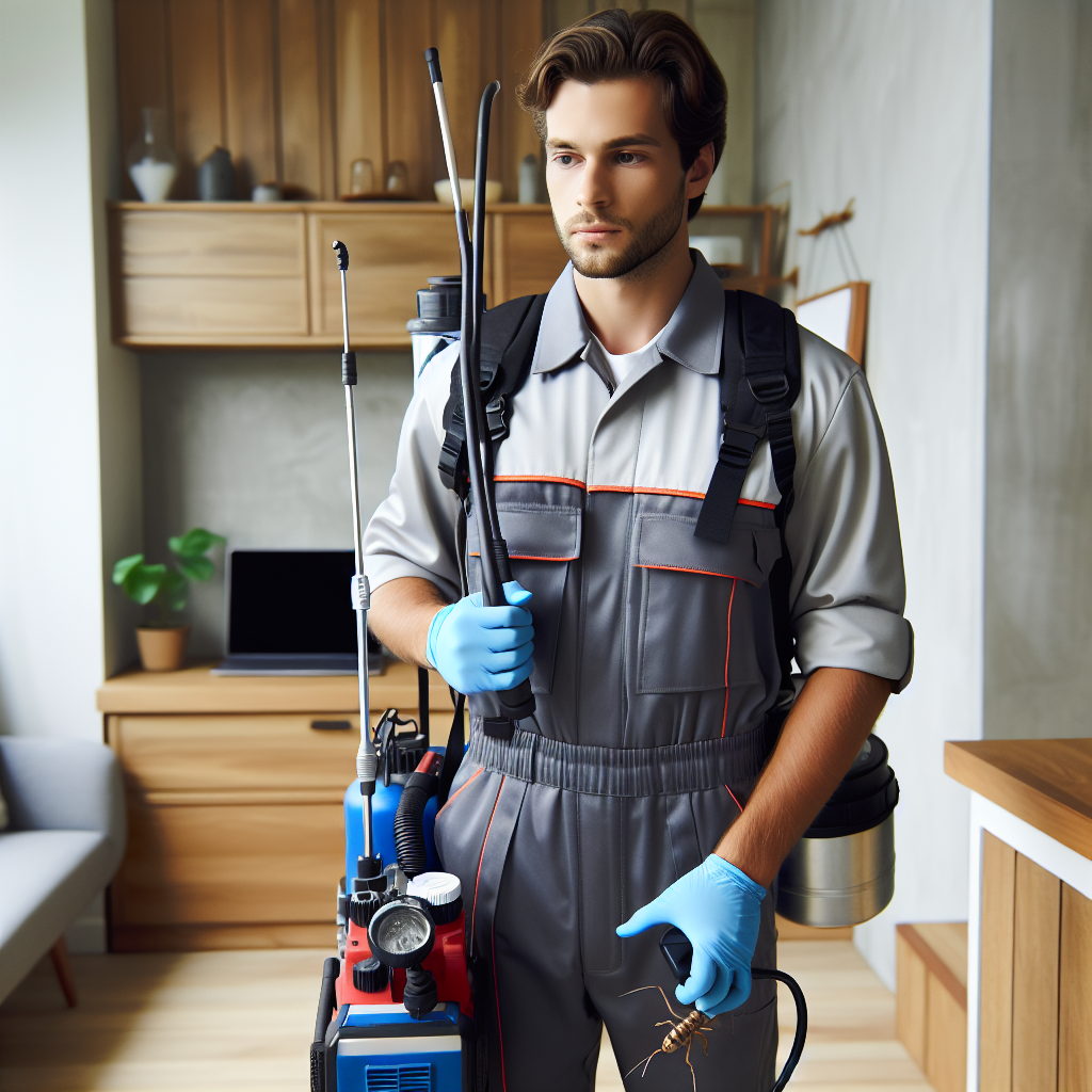 Realistic stock image of pest control technician.