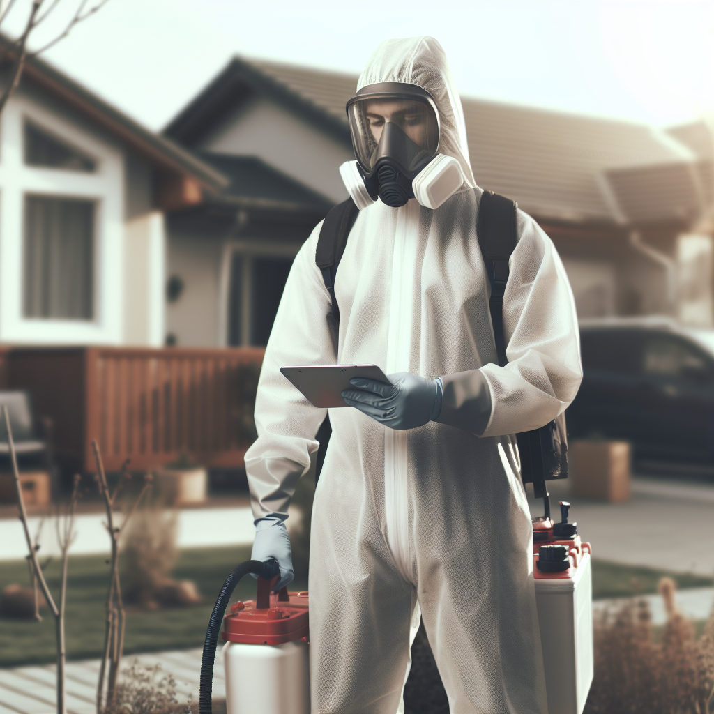 Realistic stock image of pest control technician.